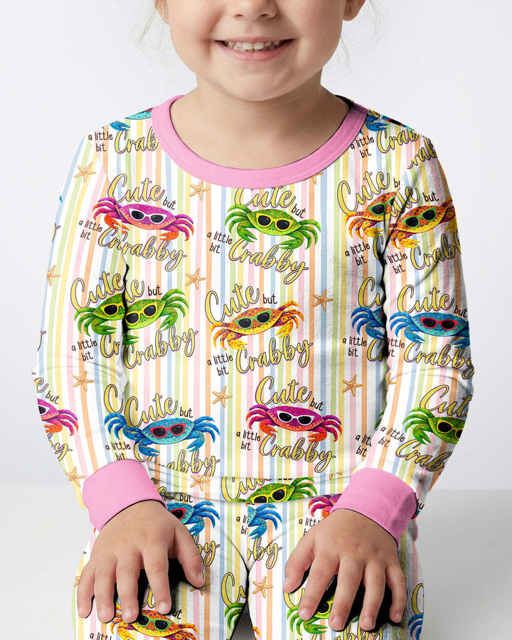 Cute But A Little Bit Crabby Bamboo Two Piece Long Sleeve Pajama Set