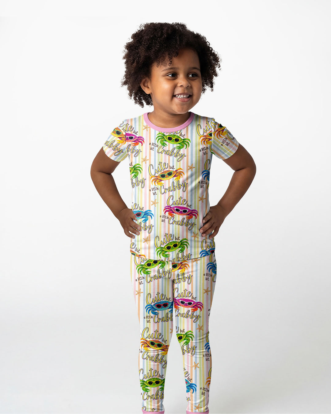 Cute But A Little Bit Crabby Bamboo Two Piece Short Sleeve Pajama Set