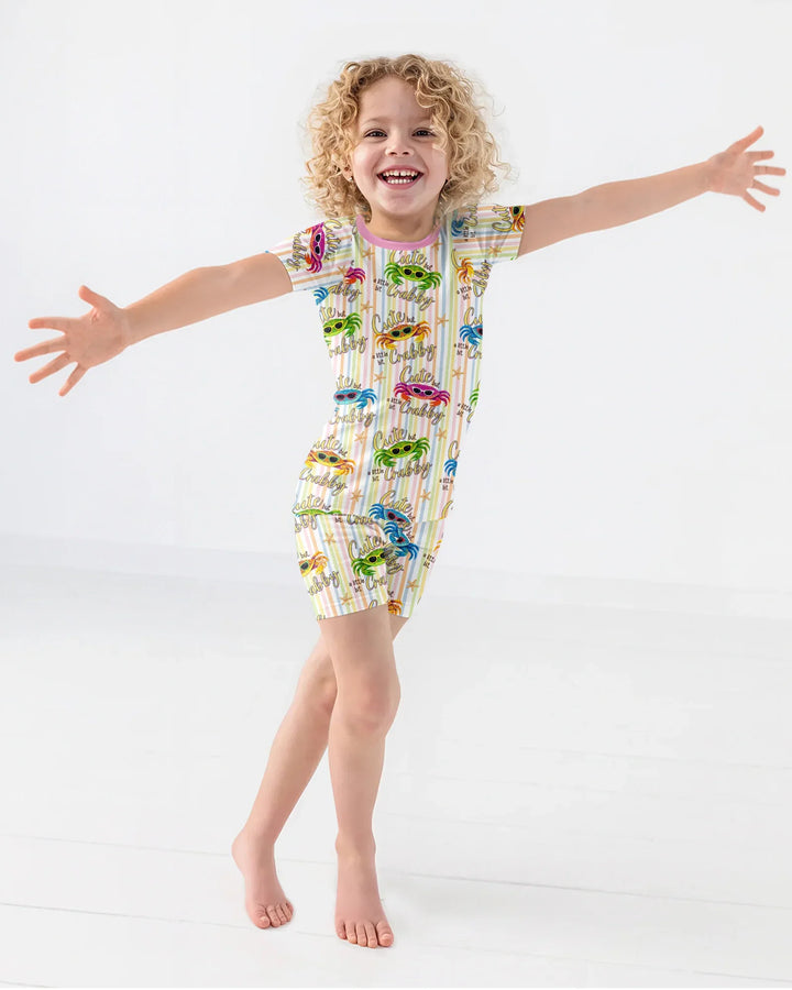 Cute But A Little Bit Crabby Bamboo Two Piece Short Sleeve Shorts Pajama Set