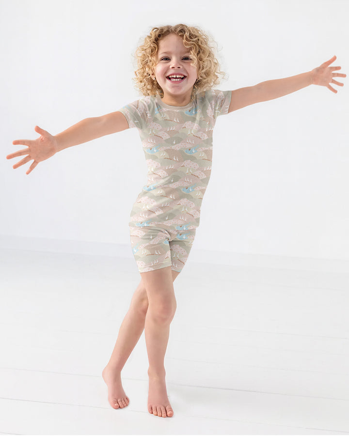 Wandering Geese Family Matching Bamboo Two Piece Short Sleeve Shorts Pajama Set