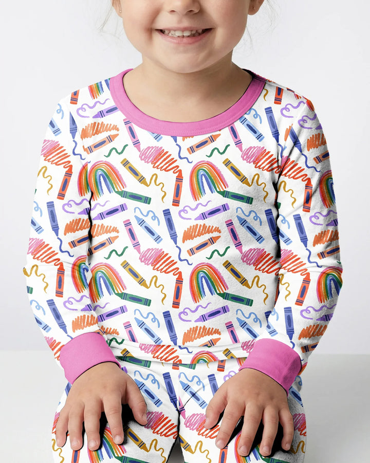 Crayon Chaos Bamboo Two Piece Long Sleeve Pajama Set