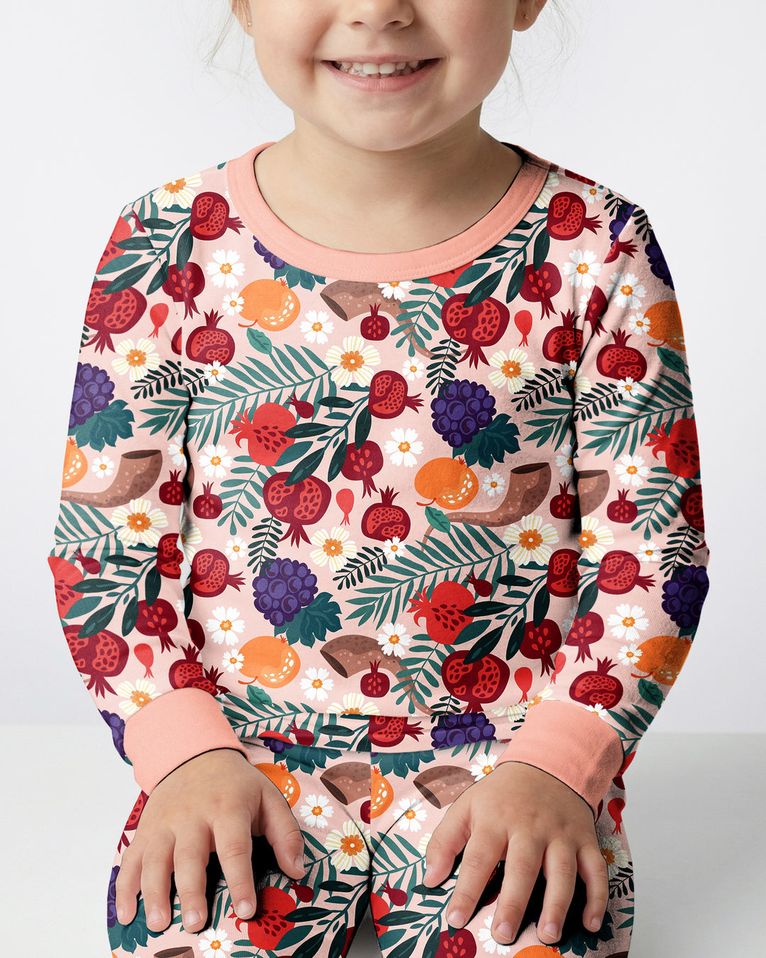 Pomegranate Blessings Night Family Matching Bamboo Two Piece Long Sleeve Pajama Set
