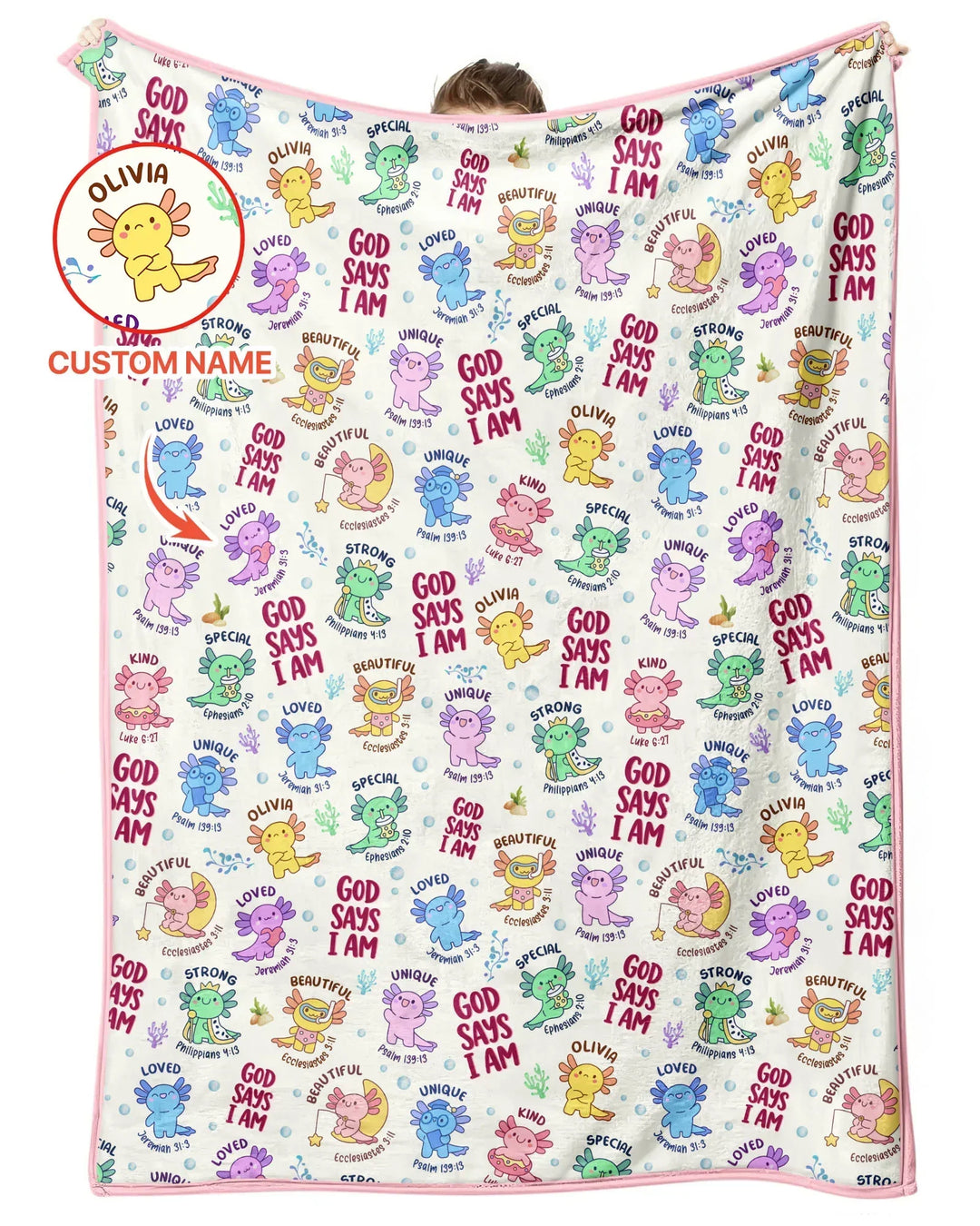 Axolotl God Says I Am Custom Name Bamboo Blanket