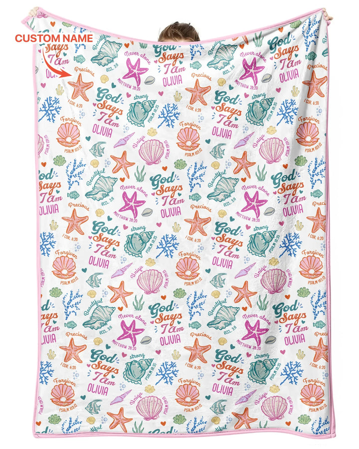 Coastal God Says I Am Custom Name Bamboo Blanket