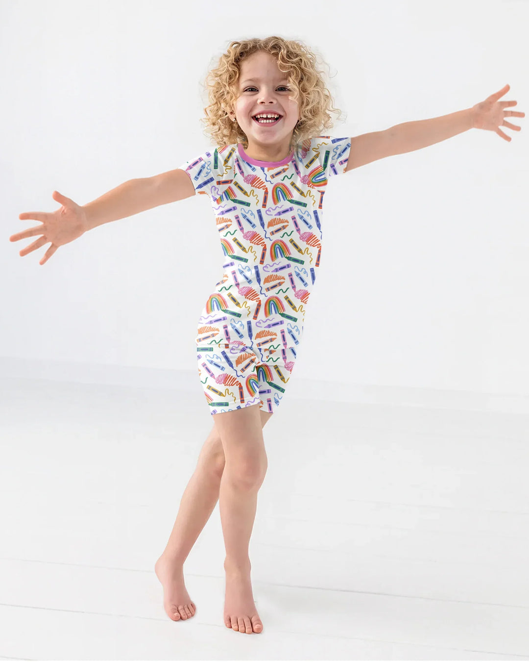 Crayon Chaos Bamboo Two Piece Short Sleeve Shorts Pajama Set