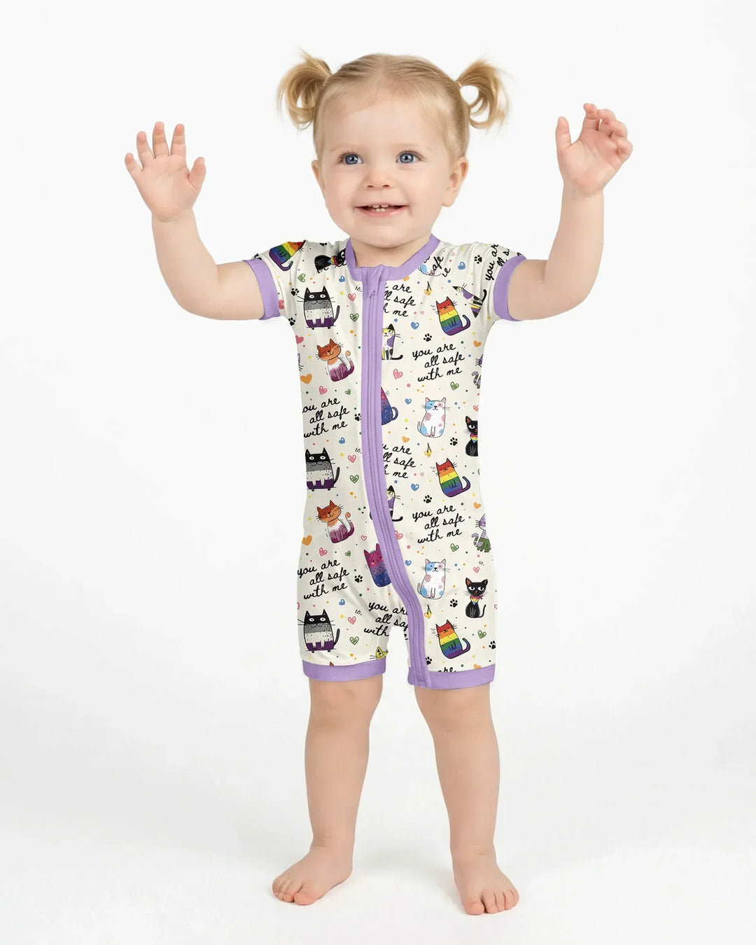 Loved & Safe Kitties Family Matching Bamboo Shorty Zippy