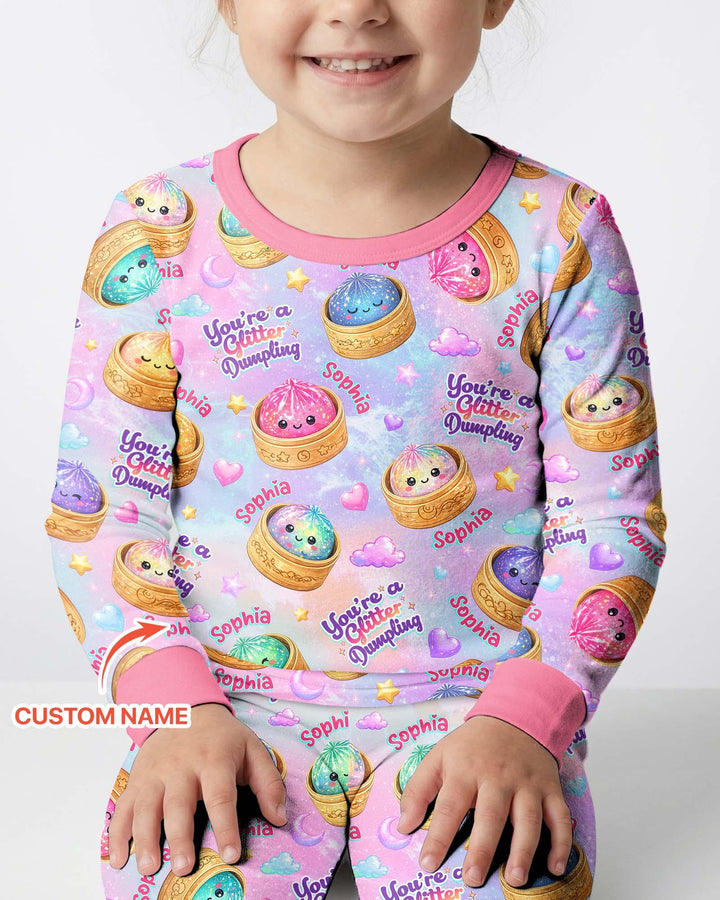 Custom Name You're A Glitter Dumpling Bamboo Two Piece Long Sleeve Pajama Set