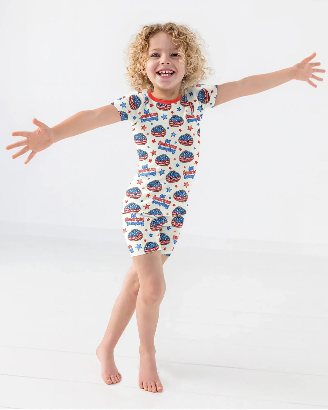 All American Dumpling Bamboo Two Piece Short Sleeve Shorts Pajama Set