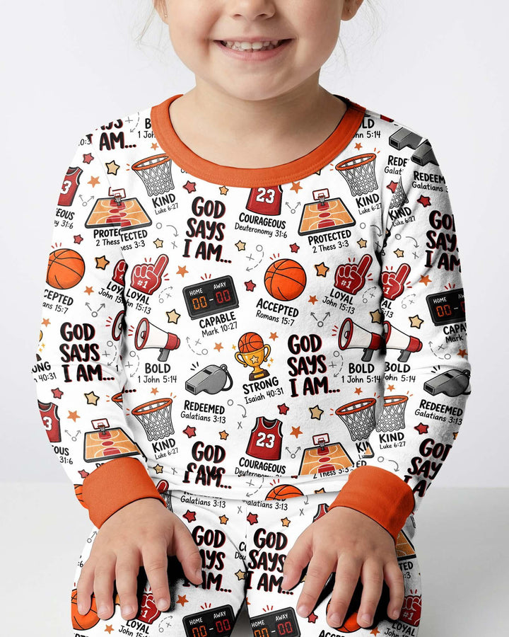 Basketball God Says I Am Bamboo Two Piece Long Sleeve Pajama Set