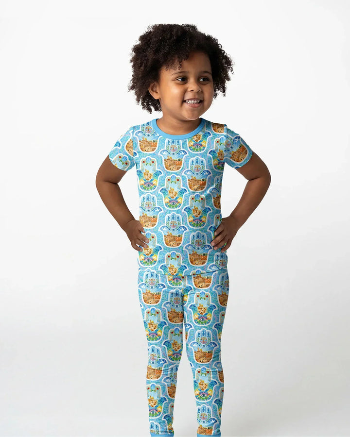 Hamsa Hand Bamboo Two Piece Short Sleeve Pajama Set