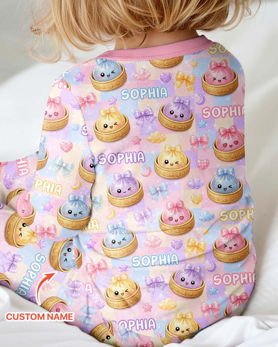 Custom Name Coquette Glitter Dumpling Bamboo Convertible Zippy