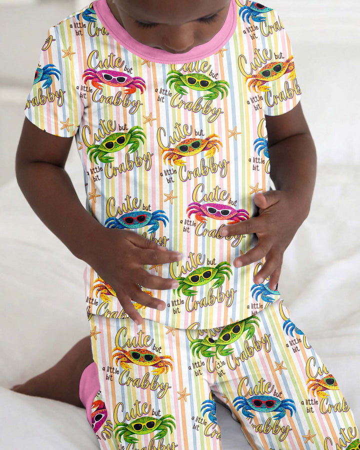 Cute But A Little Bit Crabby Bamboo Two Piece Short Sleeve Pajama Set