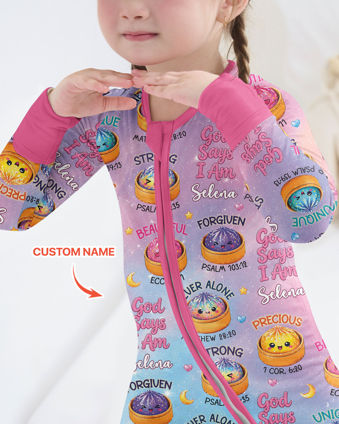 God Says I Am Glitter Dumpling Custom Name Bamboo Convertible Zippy