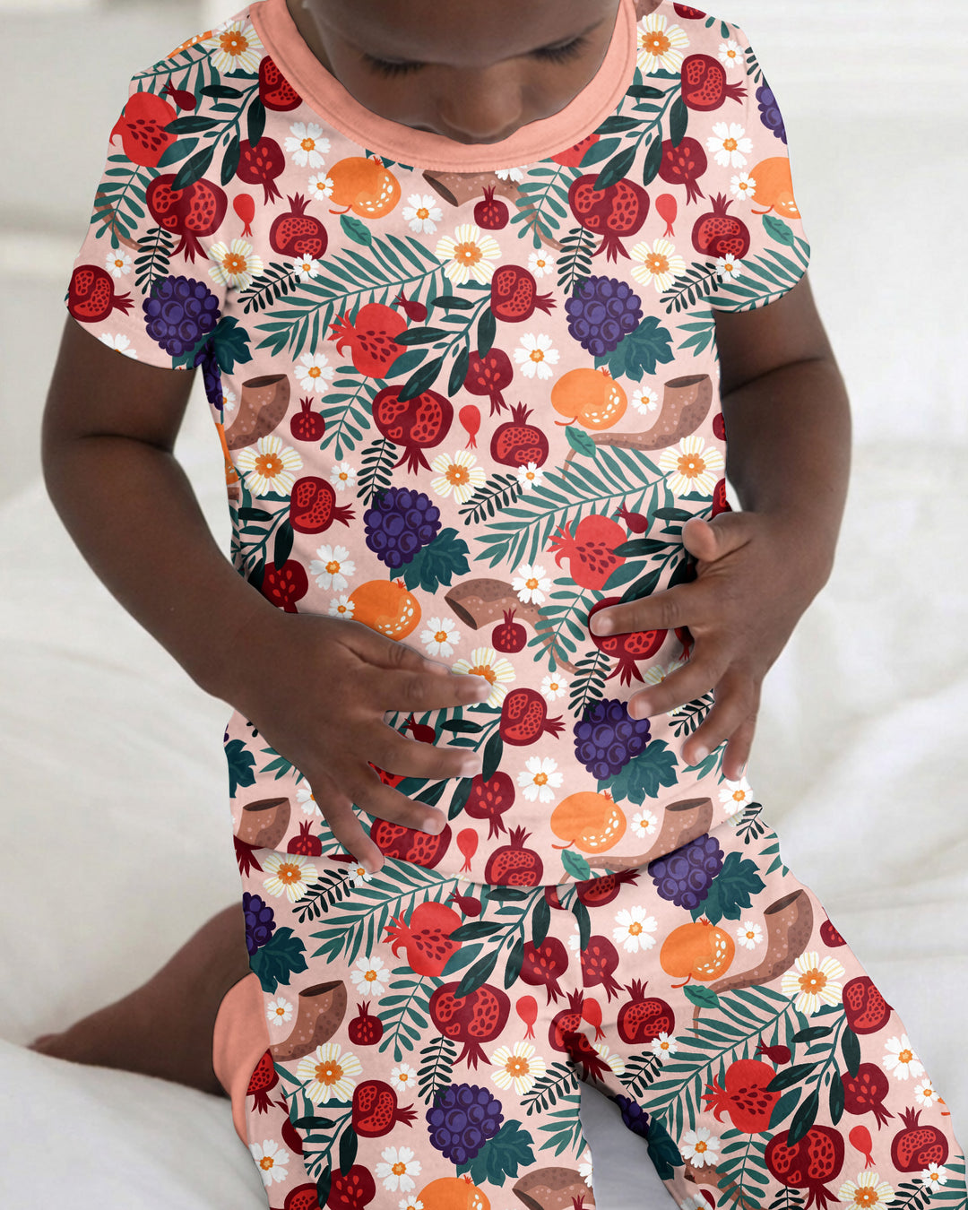 Pomegranate Blessings Night Family Matching Bamboo Two Piece Short Sleeve Pajama Set