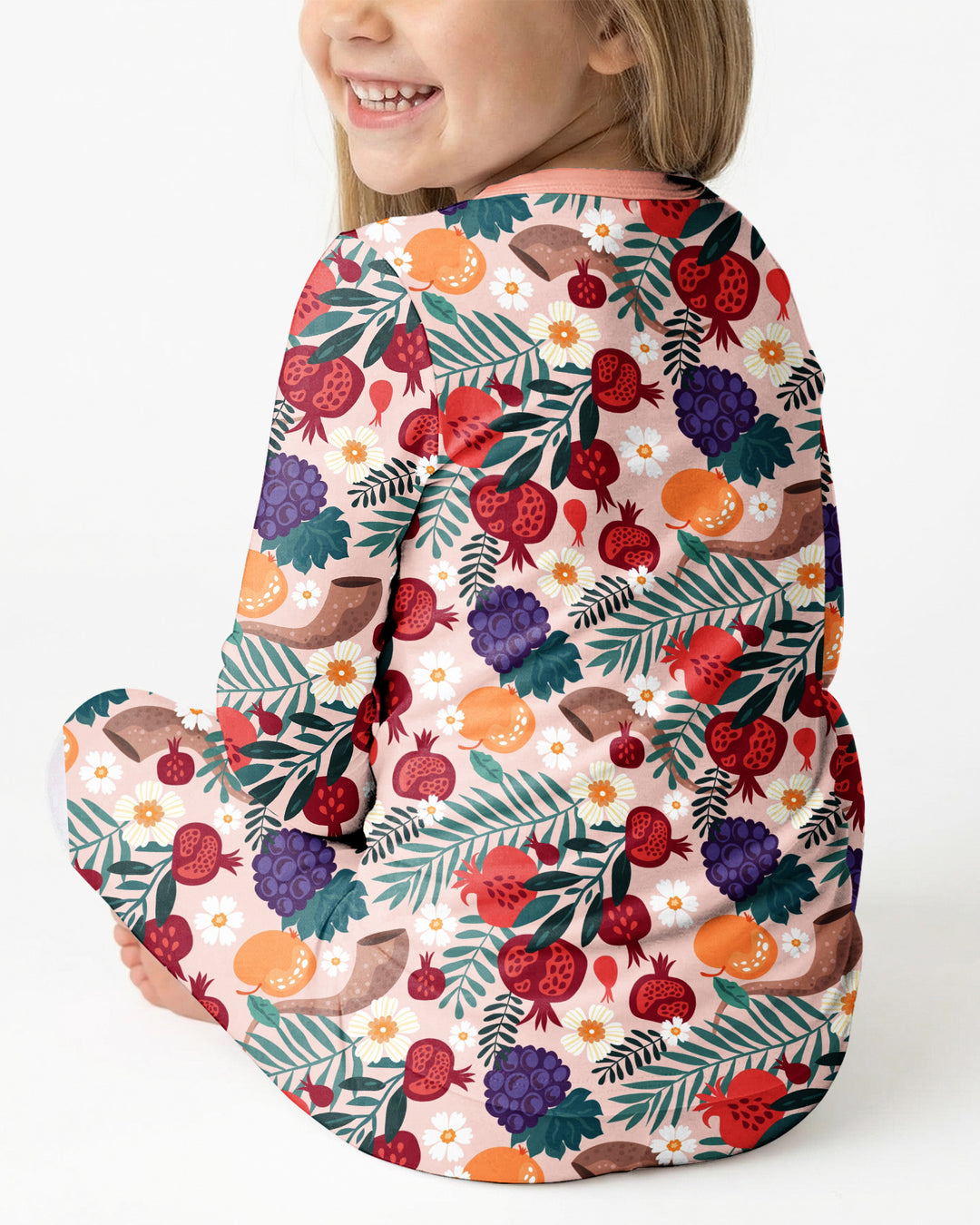 Pomegranate Blessings Night Family Matching Bamboo Two Piece Long Sleeve Pajama Set