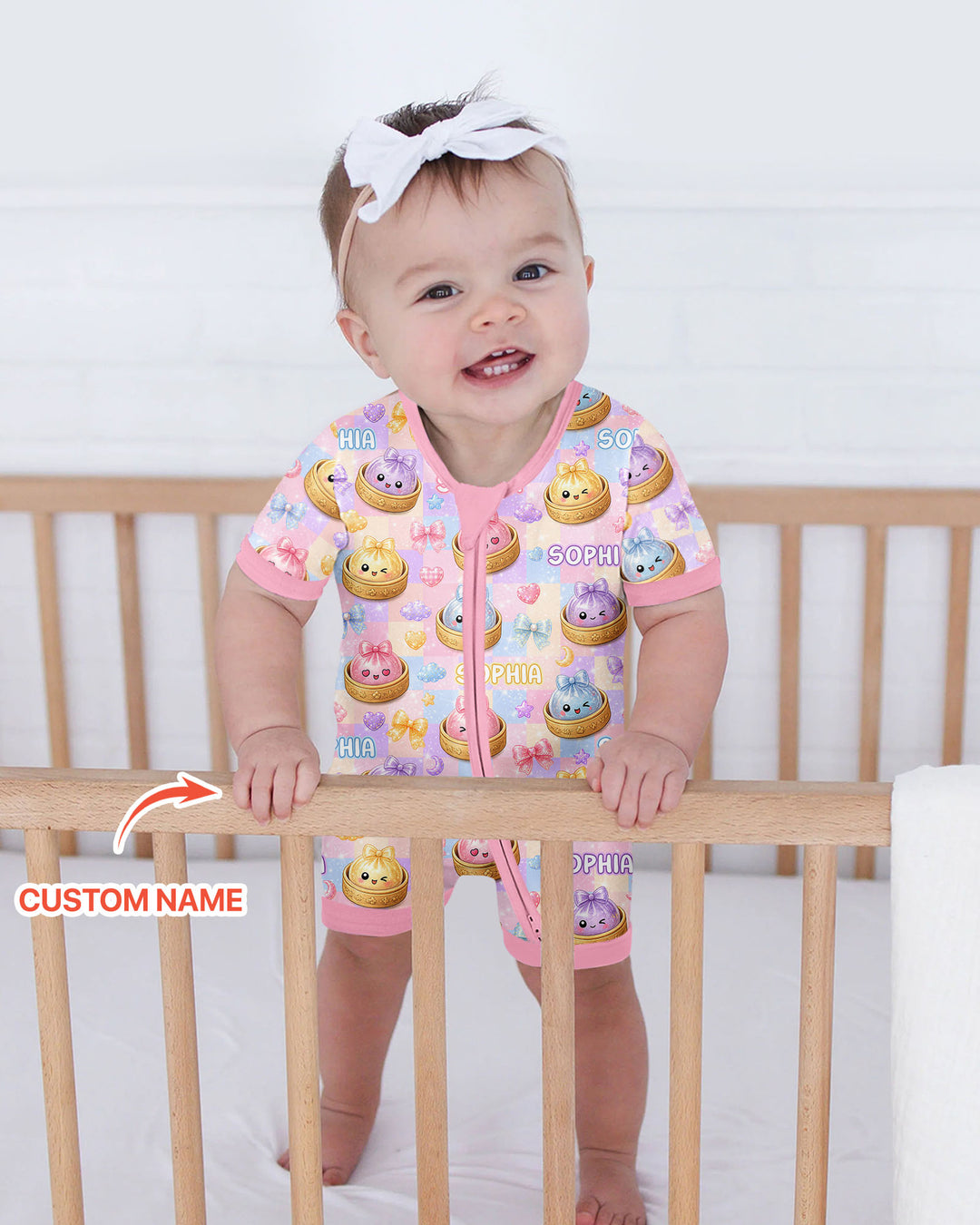 Custom Name Coquette Glitter Dumpling Bamboo Shorty Zippy
