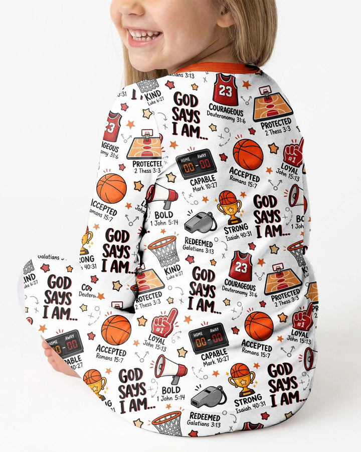 Basketball God Says I Am Bamboo Two Piece Long Sleeve Pajama Set