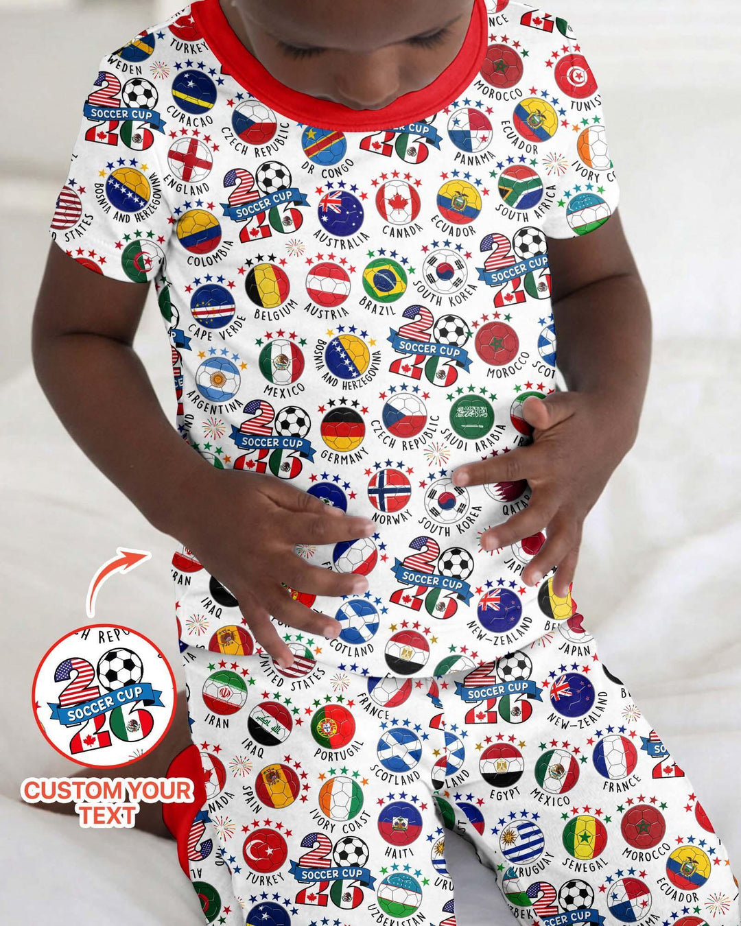 The World Plays Here 2026 Soccer Tour Bamboo Two Piece Short Sleeve Pajama Set