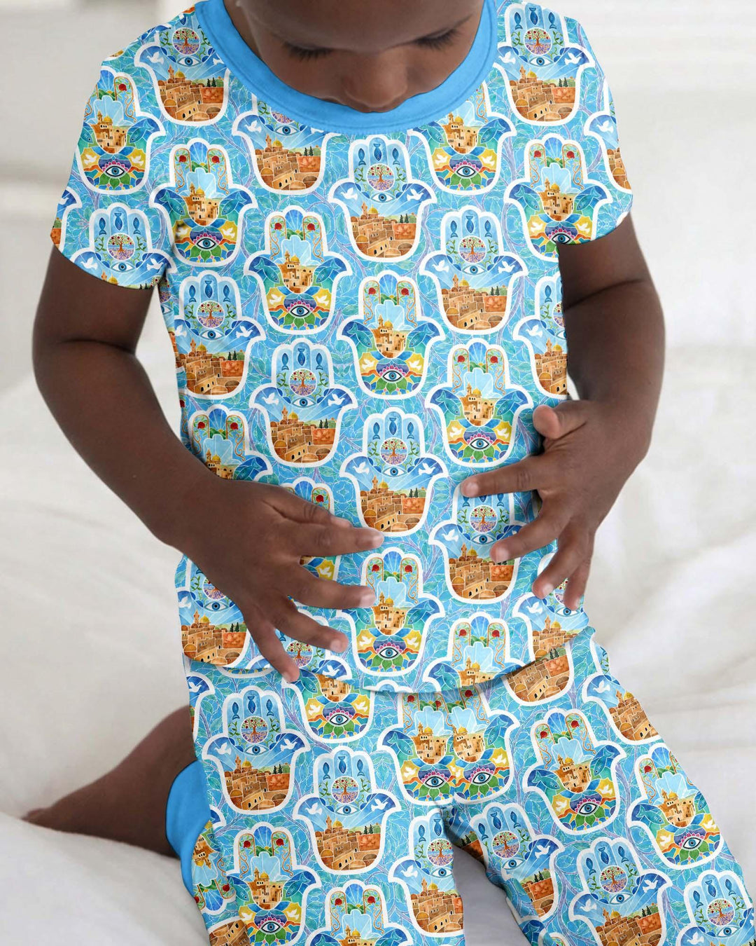 Hamsa Hand Bamboo Two Piece Short Sleeve Pajama Set
