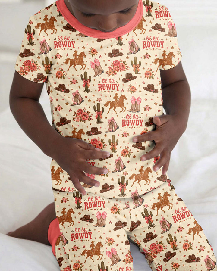 Coquette Cowgirl Lil Bit Rowdy Two Piece Short Sleeve Pajama Set
