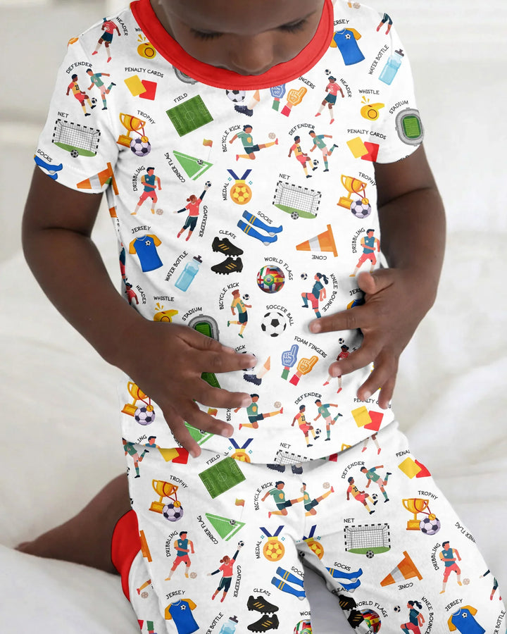 Soccer Fever All About The Game Bamboo Two Piece Short Sleeve Pajama Set