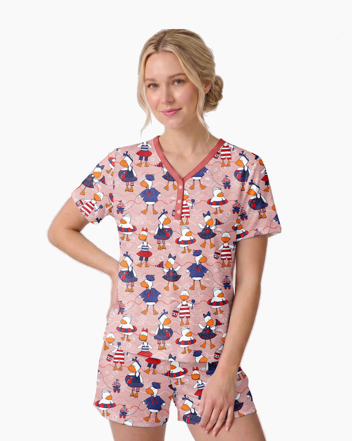 Freedom Floaties Family Matching Bamboo Women Short Sleeve Short Pajama Set