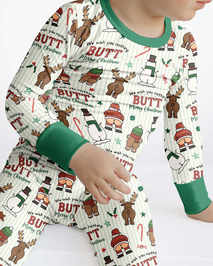 We Wish You Nothing Butt Merry Bamboo Two Piece Long Sleeve Pajama Set