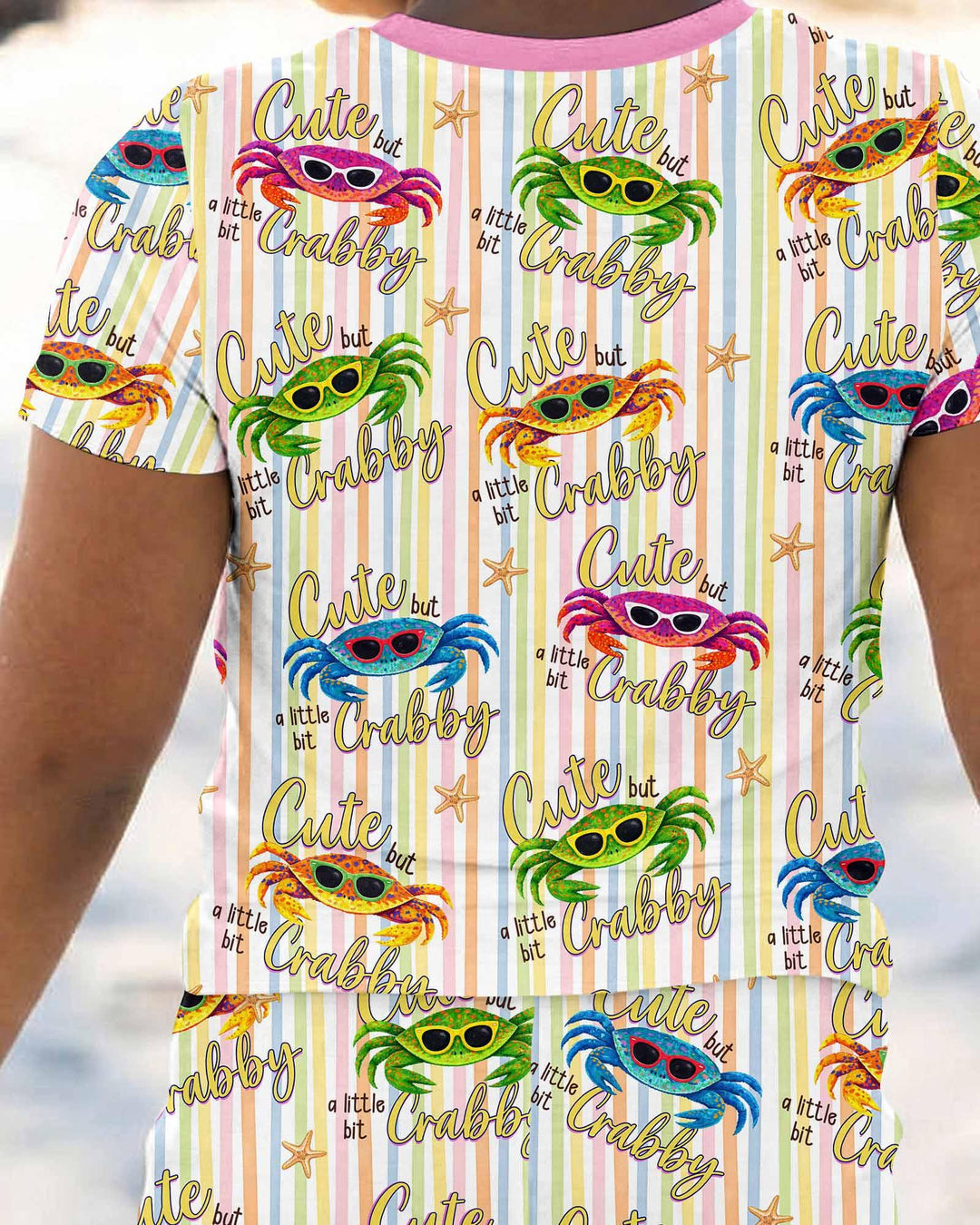 Cute But A Little Bit Crabby Bamboo Two Piece Short Sleeve Pajama Set