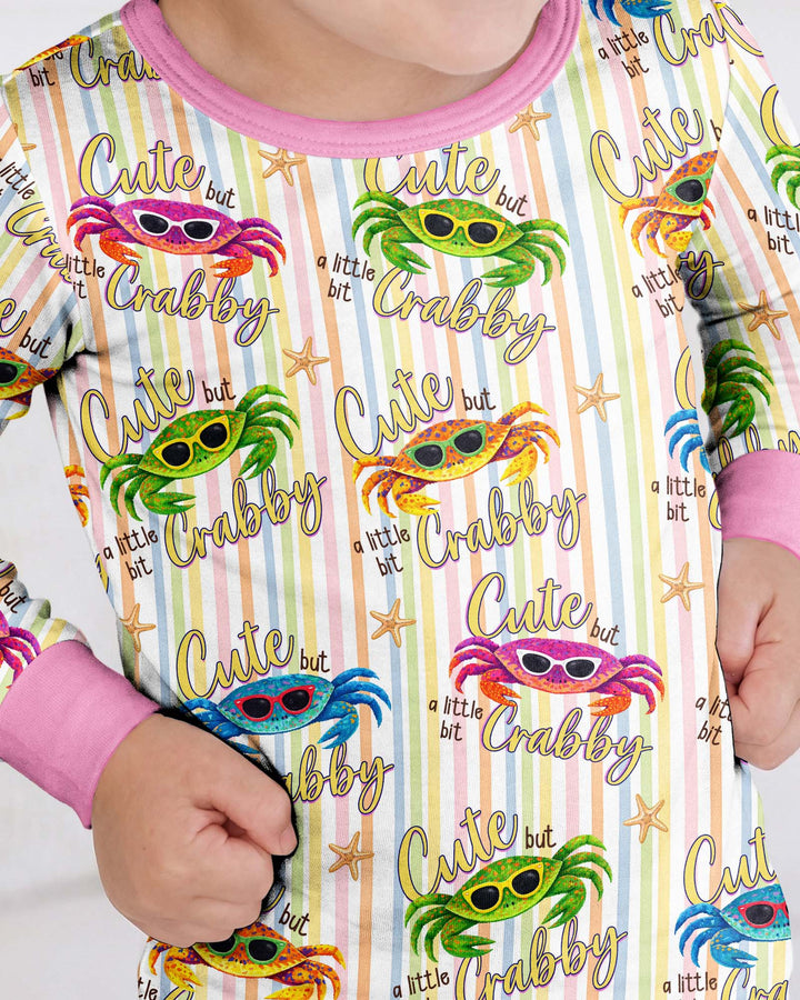 Cute But A Little Bit Crabby Bamboo Two Piece Long Sleeve Pajama Set