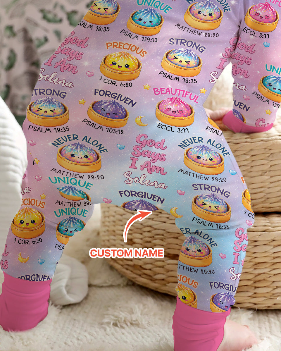 God Says I Am Glitter Dumpling Custom Name Bamboo Convertible Zippy