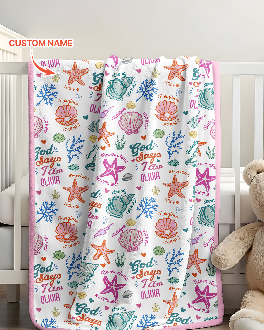 Coastal God Says I Am Custom Name Bamboo Blanket