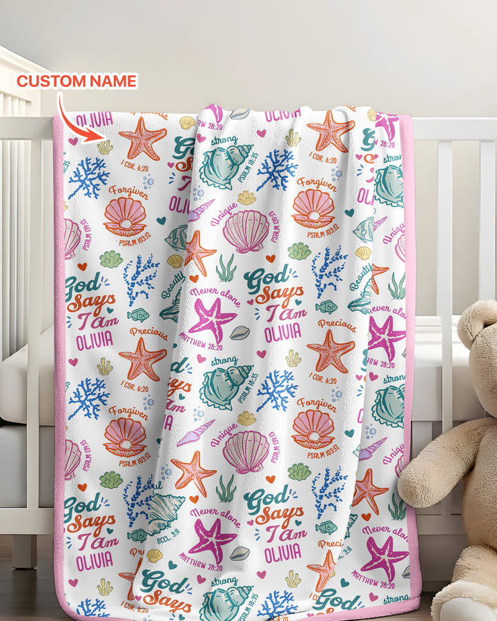 Coastal God Says I Am Custom Name Bamboo Blanket
