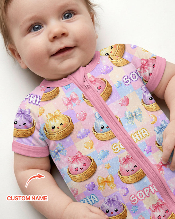 Custom Name Coquette Glitter Dumpling Bamboo Shorty Zippy