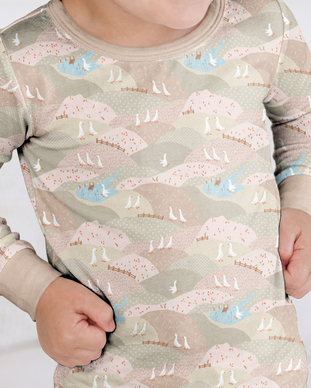 Wandering Geese Family Matching Bamboo Two Piece Long Sleeve Pajama Set