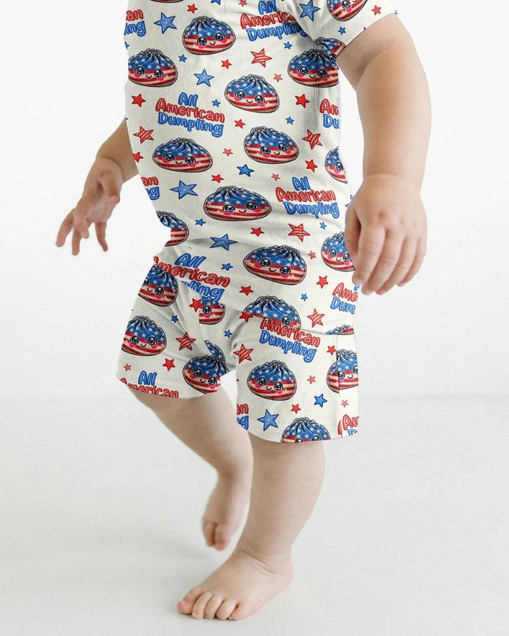 All American Dumpling Bamboo Two Piece Short Sleeve Shorts Pajama Set
