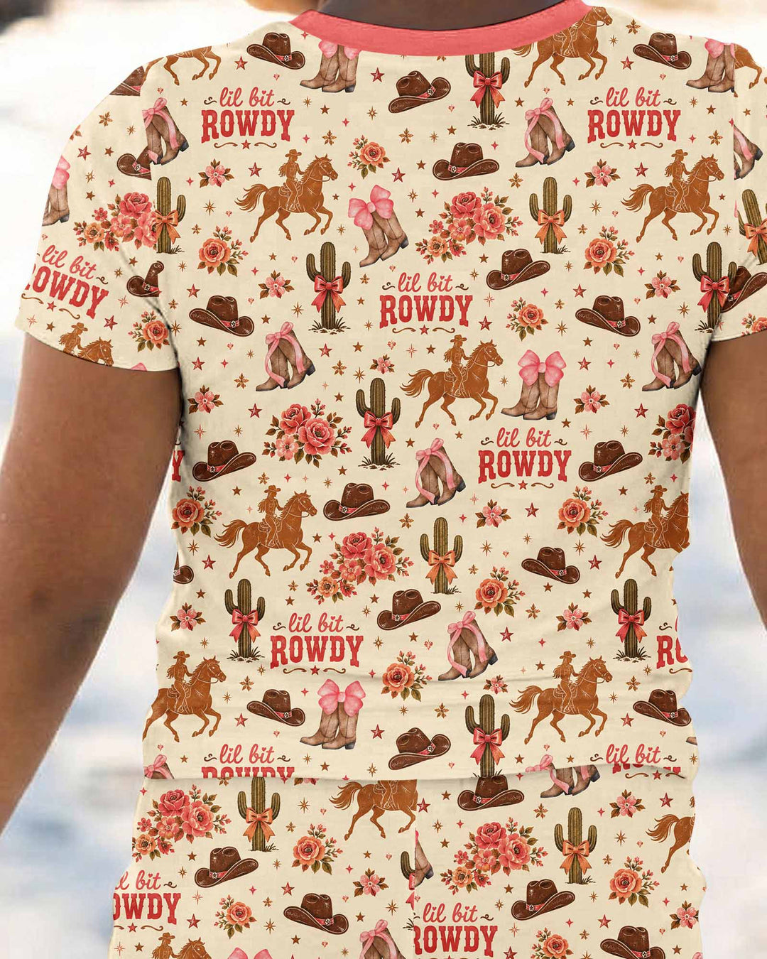 Coquette Cowgirl Lil Bit Rowdy Two Piece Short Sleeve Pajama Set