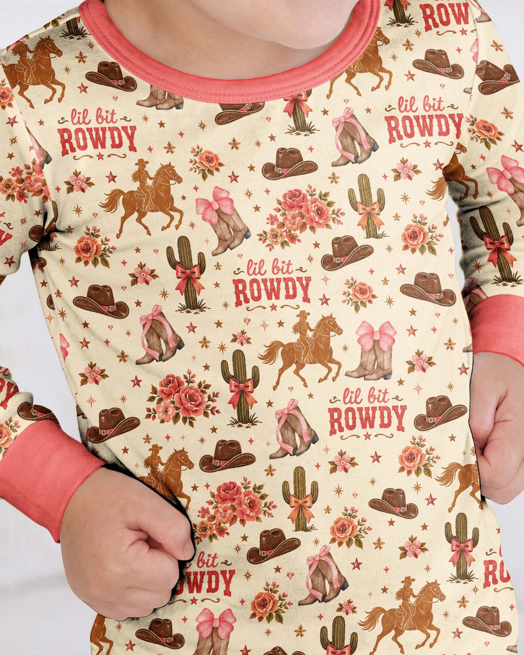 Coquette Cowgirl Lil Bit Rowdy Two Piece Long Sleeve Pajama Set