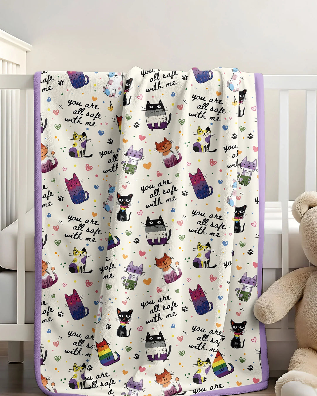 Loved & Safe Kitties Family Matching Bamboo Blanket