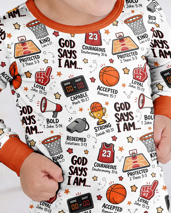 Basketball God Says I Am Bamboo Two Piece Long Sleeve Pajama Set