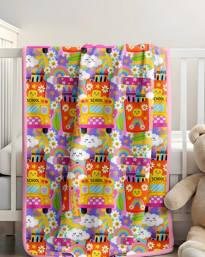 Retro Happy Classroom Bamboo Blanket