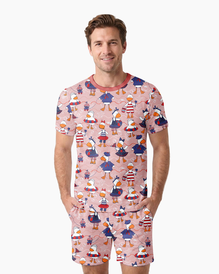 Freedom Floaties Family Matching Bamboo Men Short Sleeve Short Pajama Set