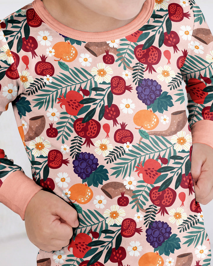 Pomegranate Blessings Night Family Matching Bamboo Two Piece Long Sleeve Pajama Set