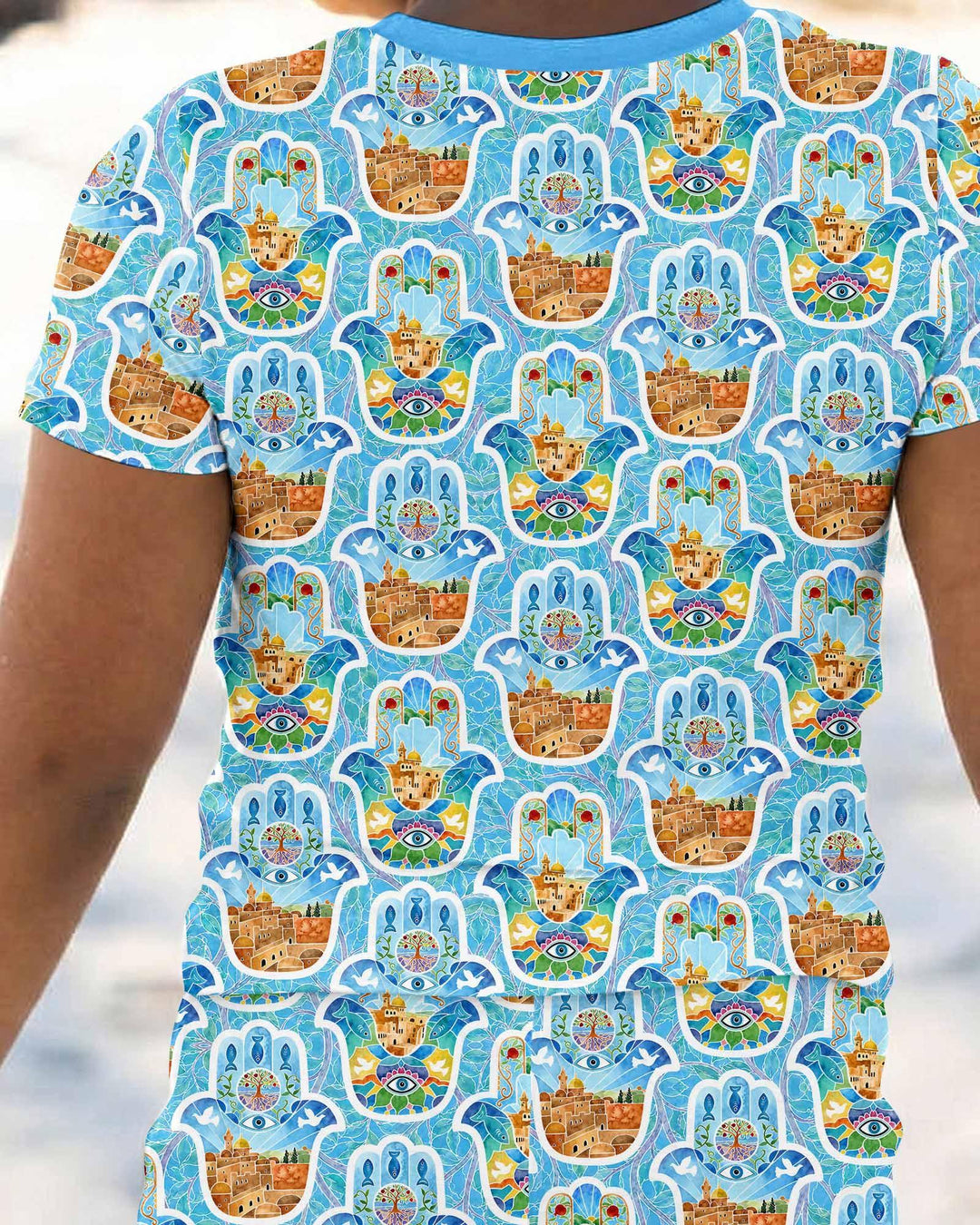 Hamsa Hand Bamboo Two Piece Short Sleeve Pajama Set