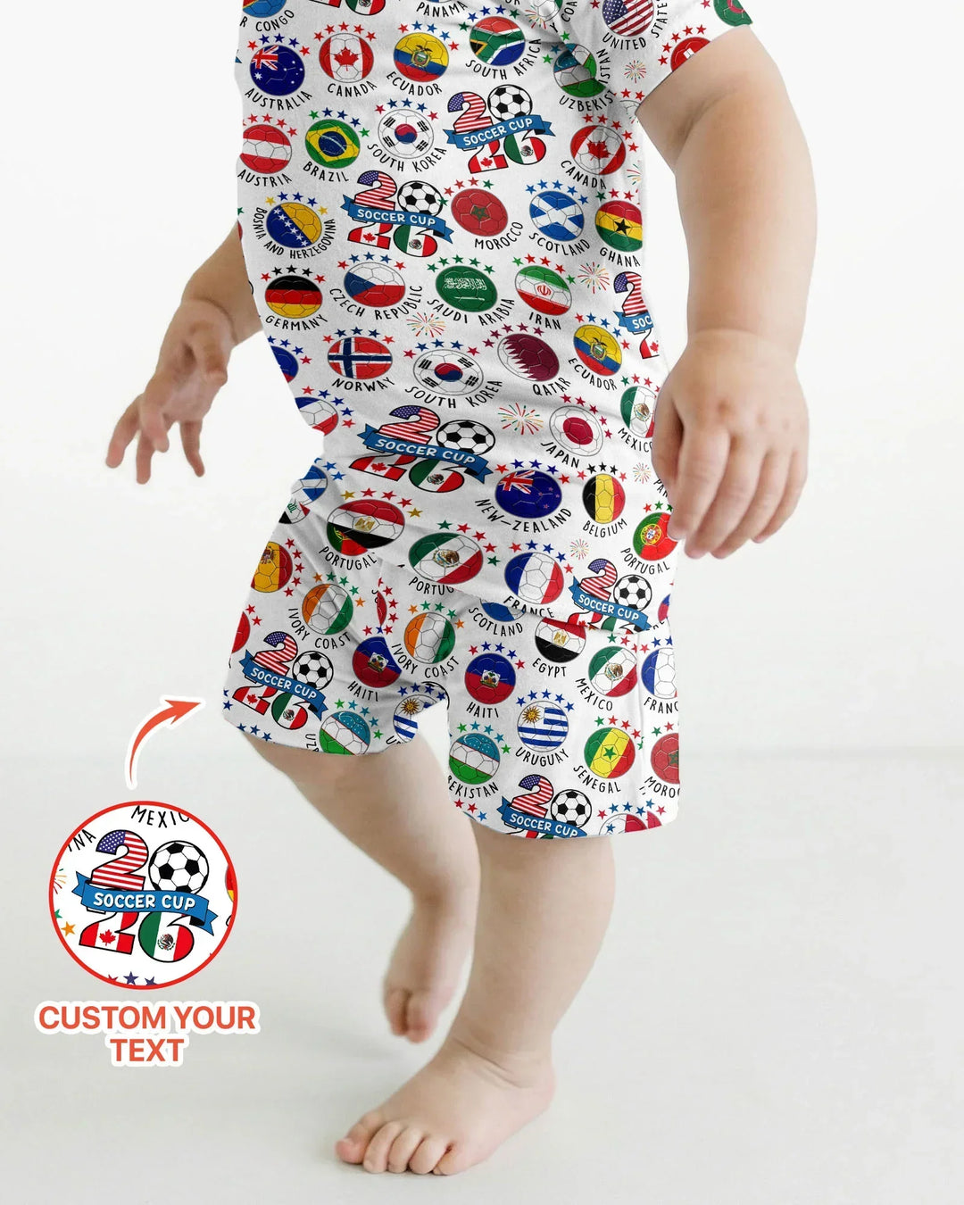 The World Plays Here 2026 Soccer Tour Bamboo Two Piece Short Sleeve Shorts Pajama Set