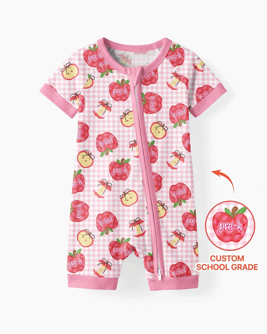 Custom School Grade Apple Days Bamboo Shorty Zippy