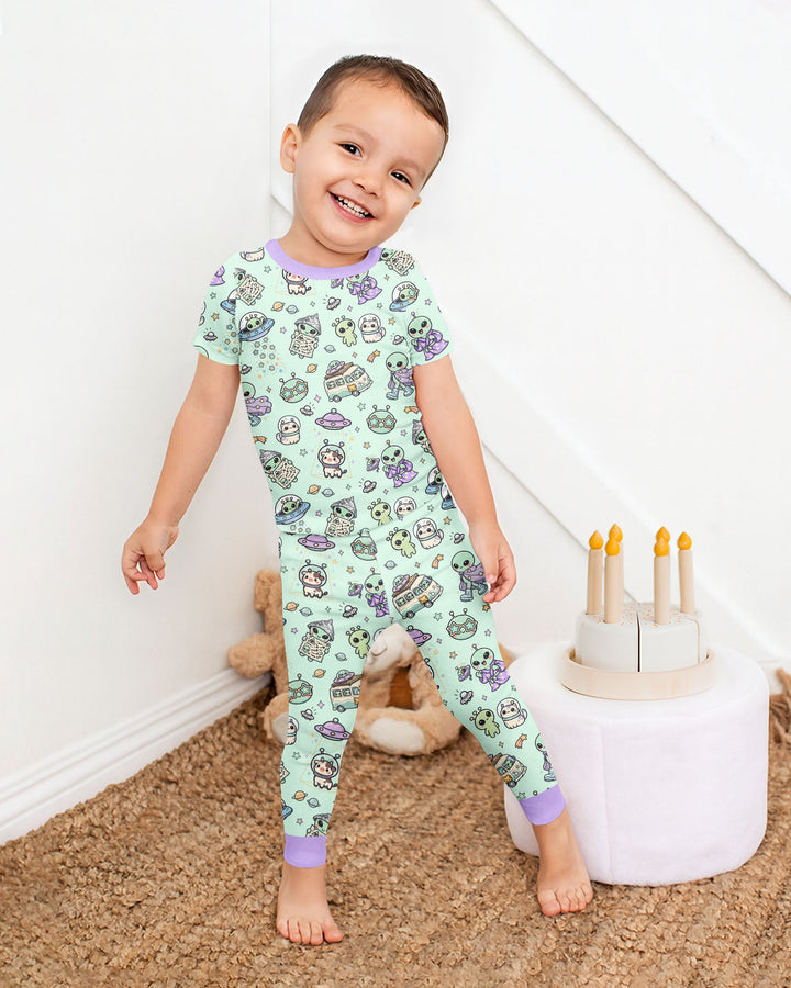 Little Alien Explorer Bamboo Two Piece Short Sleeve Pajama Set