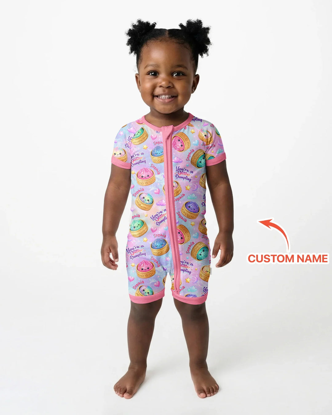 Custom Name You're A Glitter Dumpling Bamboo Shorty Zippy