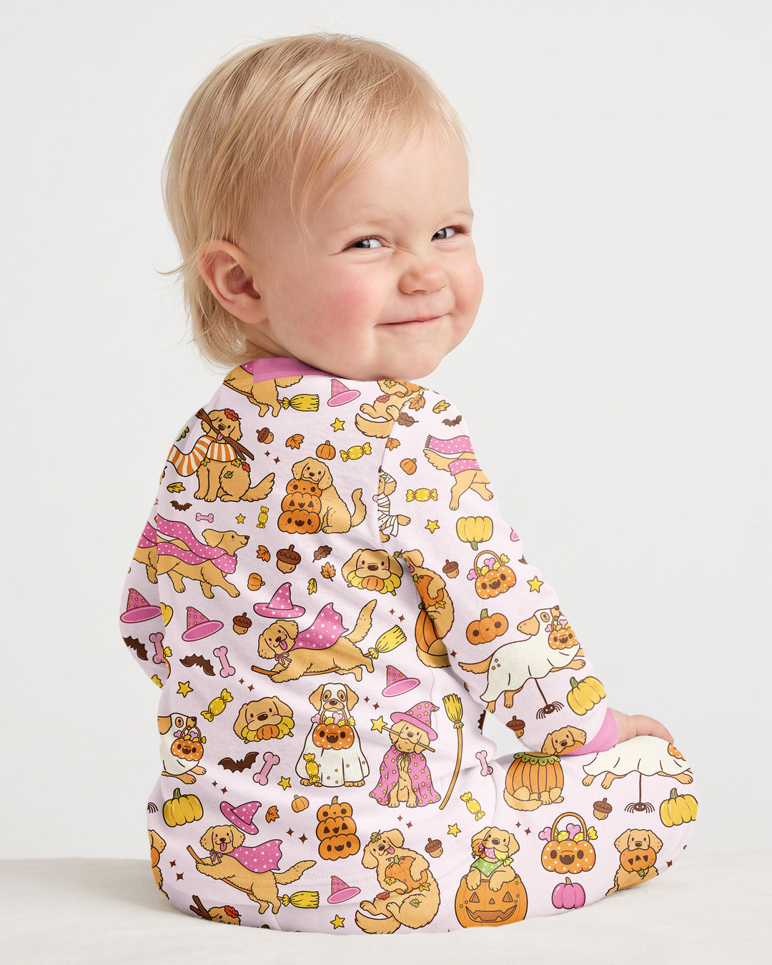 Spooky Golden Pups Bamboo Two Piece Long Sleeve Pajama Set