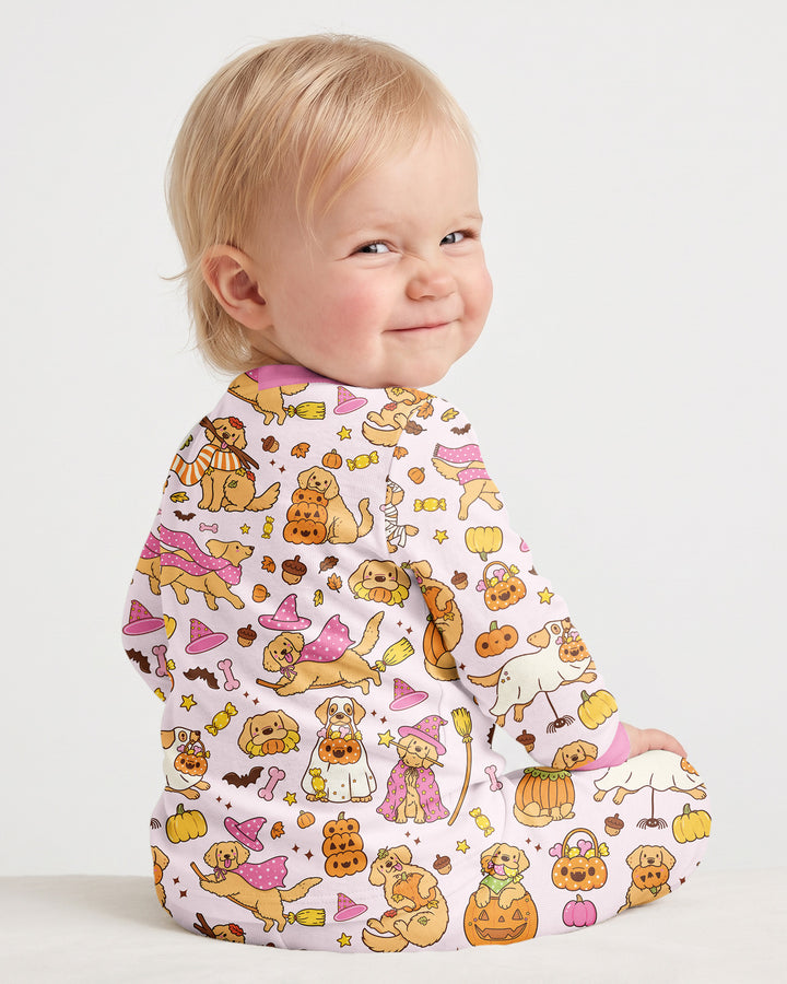 Spooky Golden Pups Bamboo Two Piece Long Sleeve Pajama Set