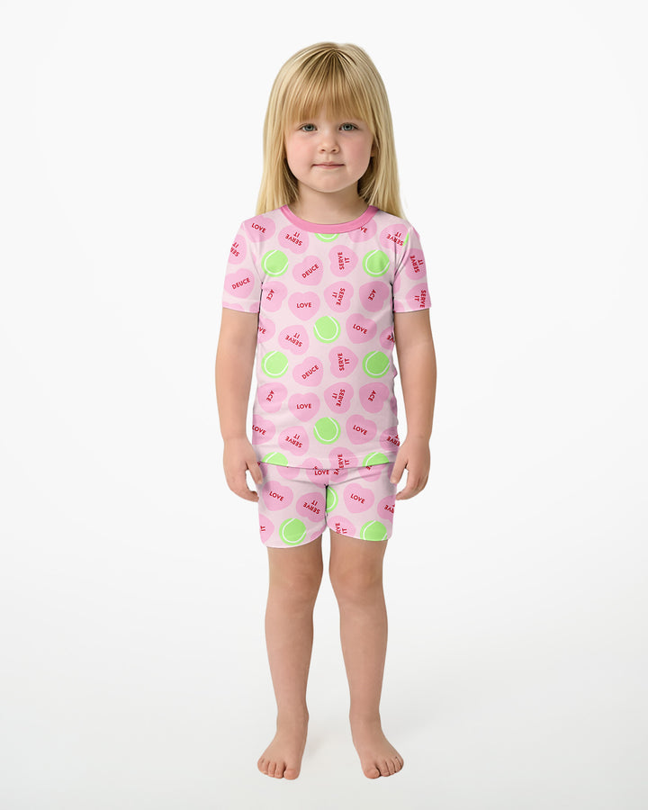 Tennis with Love Two Piece Short Sleeve Shorts Pajama Set